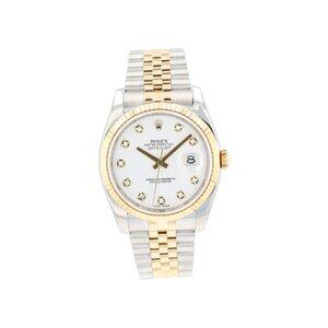 Rolex Datejust 116233 36mm White Diamond (N.S) Dial Fluted Bezel Jubilee Band